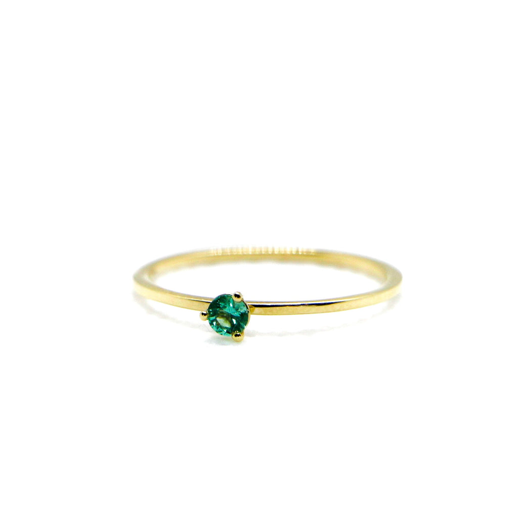 Emerald Yellow Gold Birthstone Ring -SRY