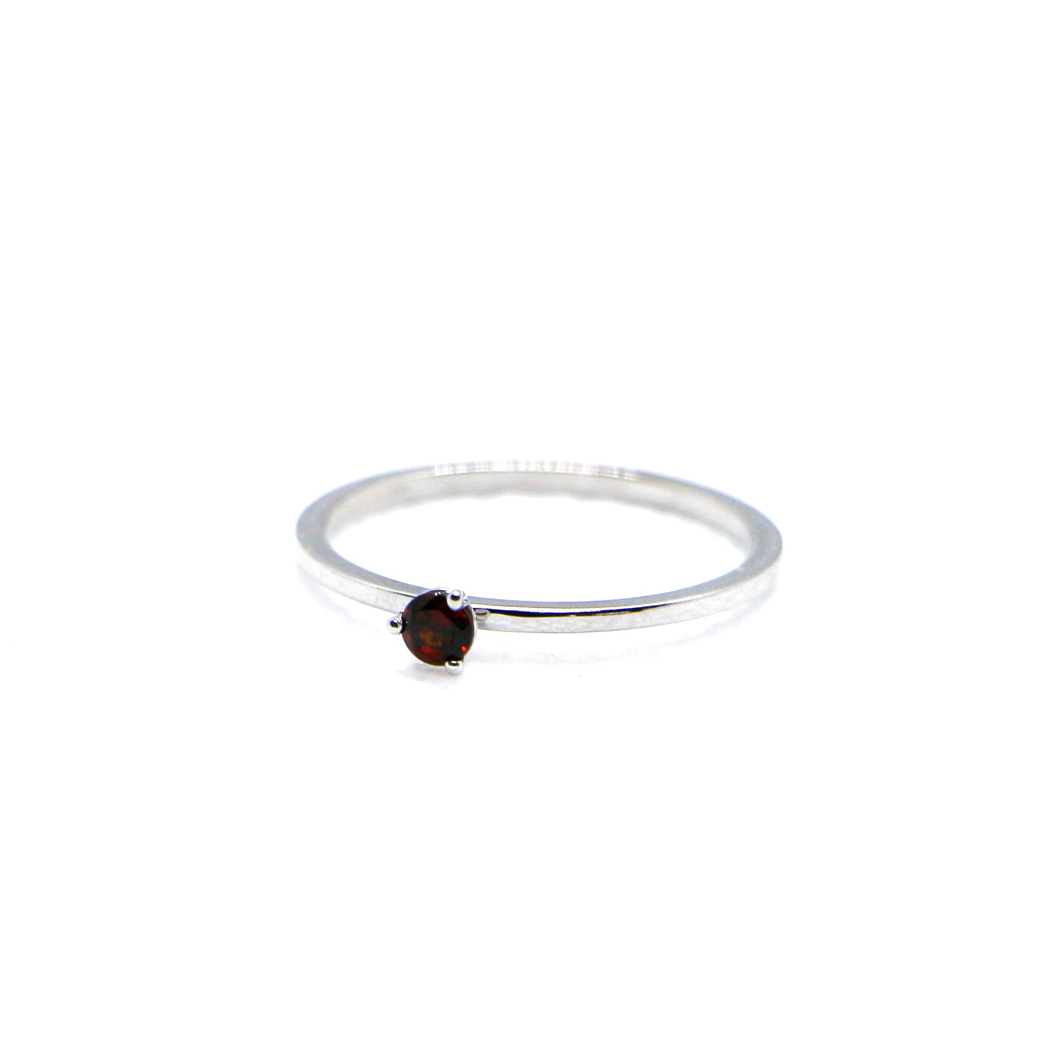 Garnet White Gold Birthstone Ring -SRW