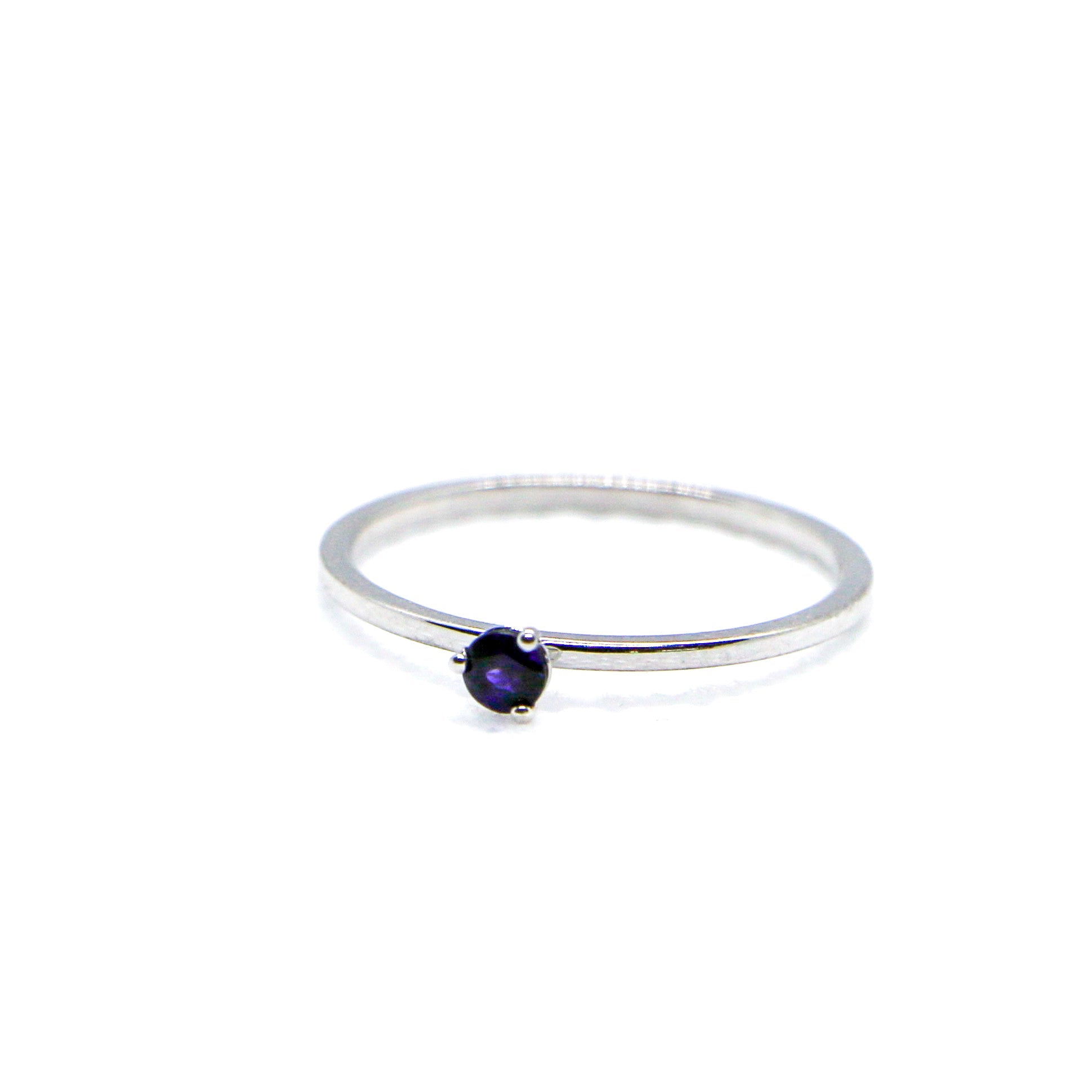 Amethyst White Gold Birthstone Ring -SRW