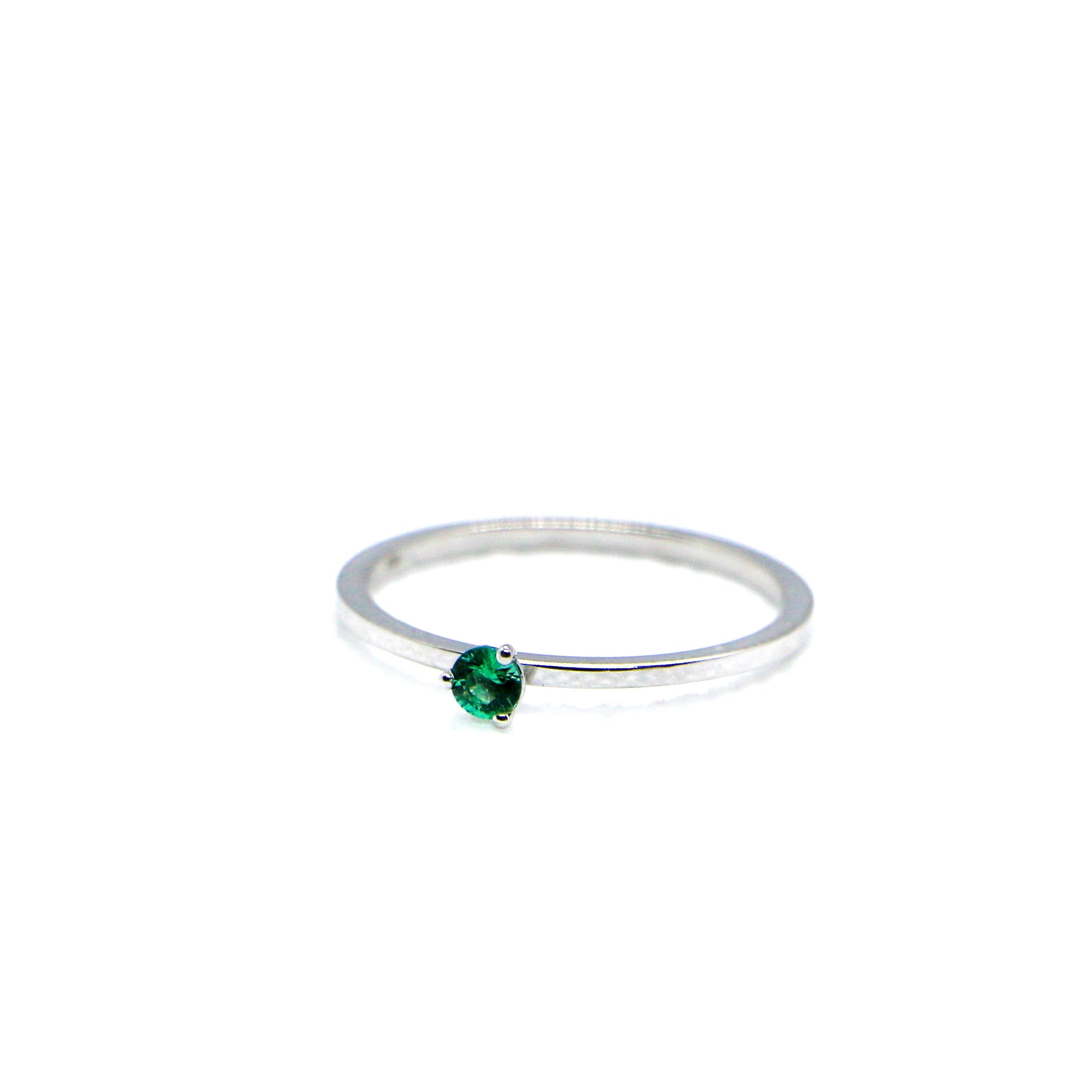 Emerald White Gold Birthstone Ring -SRW