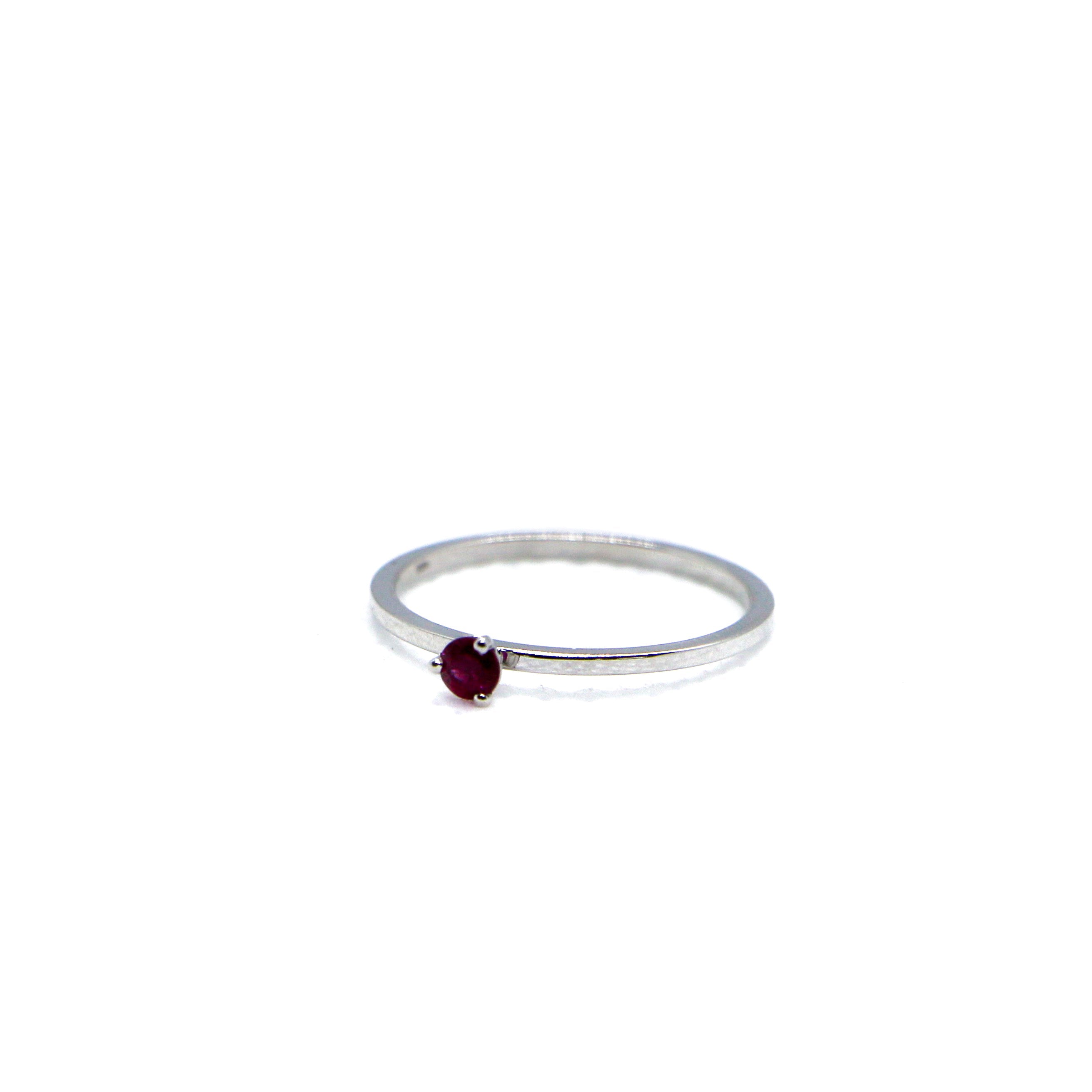 Ruby White Gold Birthstone Ring -SRW