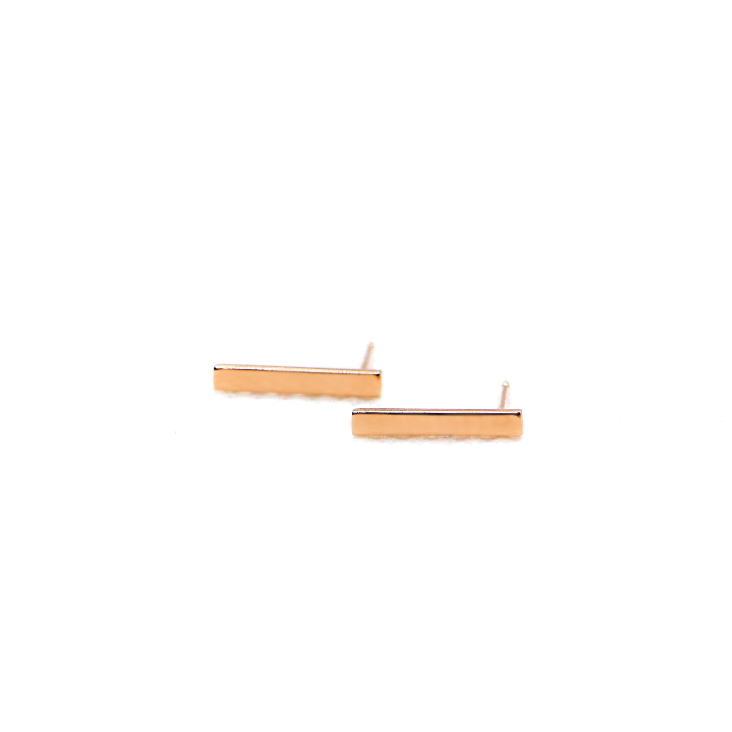 Rose Gold Medium Bar Stud Earrings -MBSER