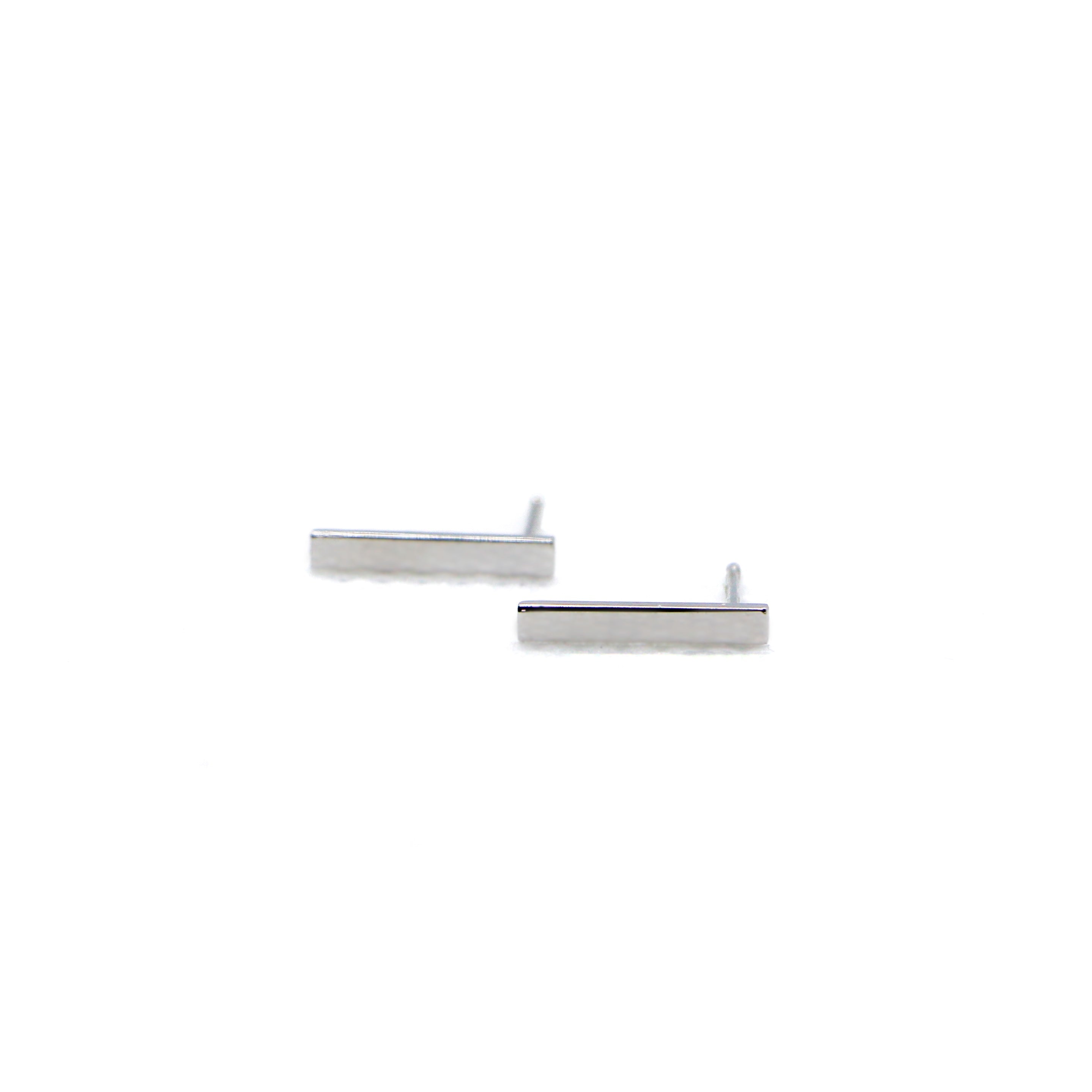 White Gold Medium Bar Stud Earrings -MBSEW