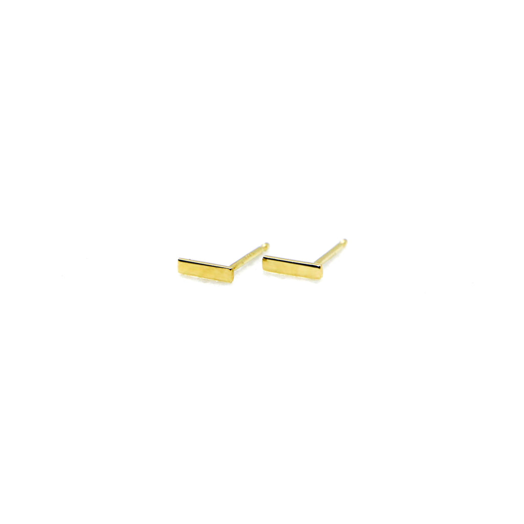 Yellow Gold Mini Bar Stud Earrings -SBSEY Brent Miller